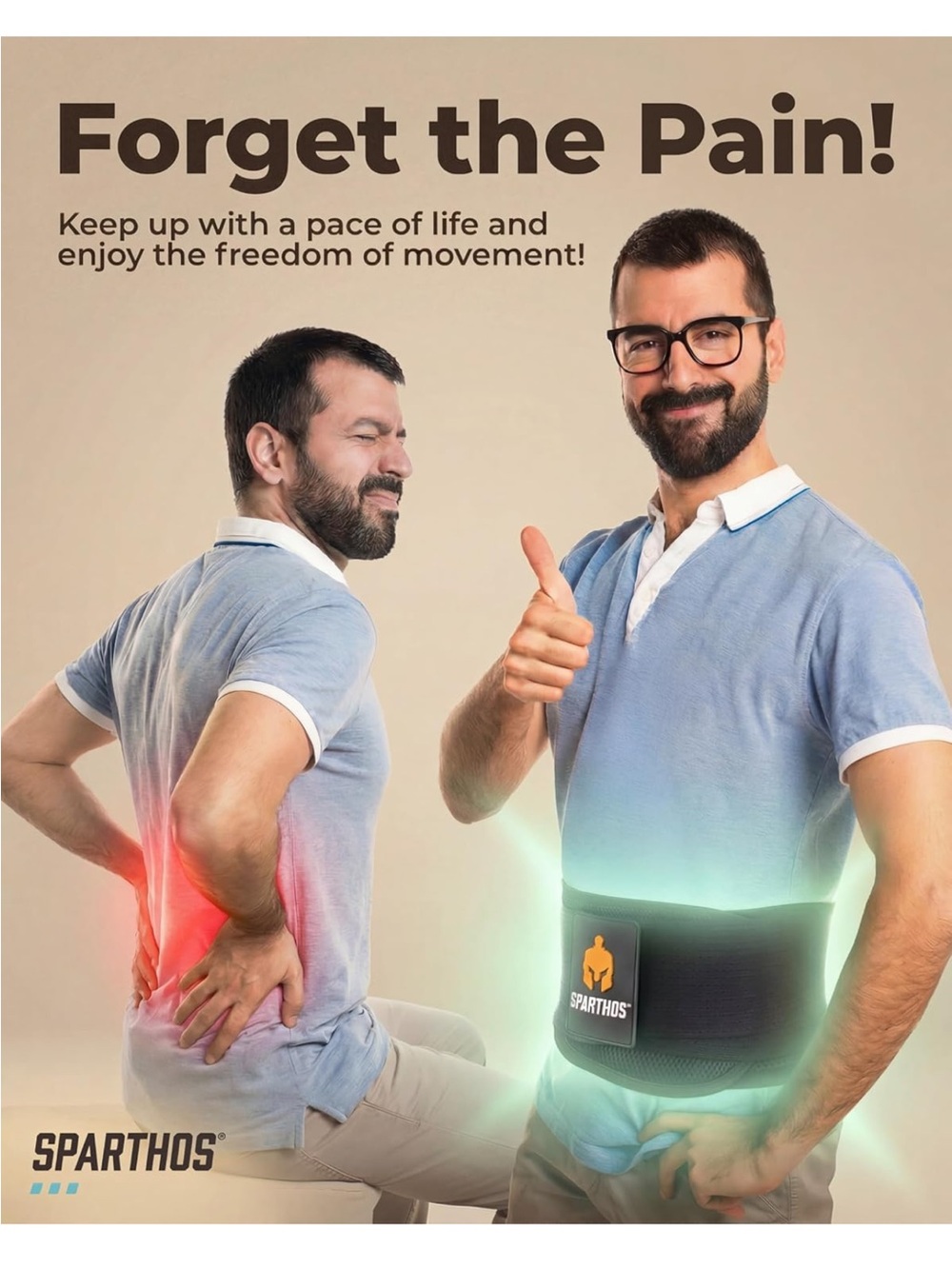 Sparthos. Brace for Lower Back Pain - Support Belt for Men or Women. Size Medium - Picture 5 of 7